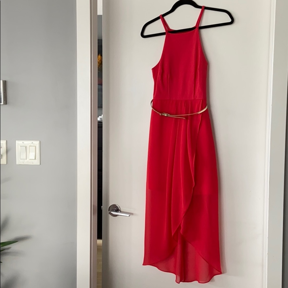 Coral Belted Dress